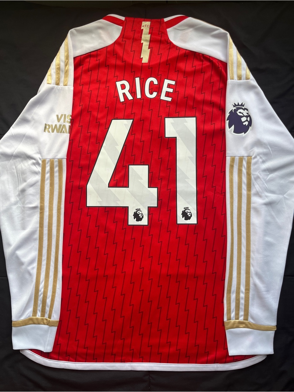 Rice #41 Arsenal Large Soccer Jersey Longsleeve Home 2023/2024 Red